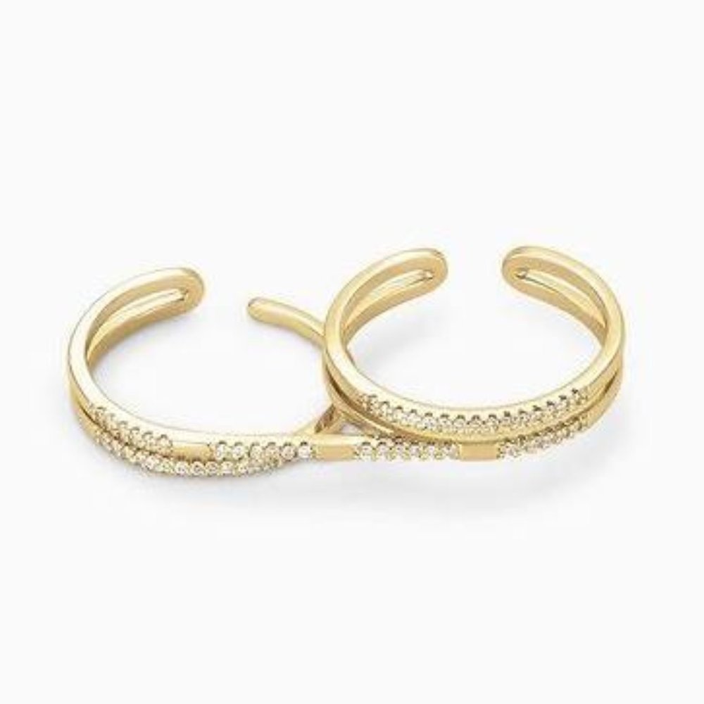 Stella & Dot Gold Pave Duo Ring - Picture 1 of 1